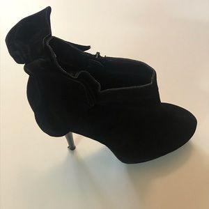 HerStyle Black Ankle Boot  (bootie) with Bow